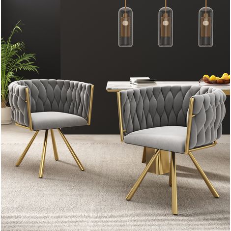 Esszimmerstuhl 60,96/60,96/57,79 cm aus Samt, 2er-Set, 360°-drehbar mit Stahlgestell (1/5)