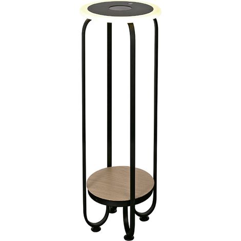 Mesa con Luz LED 20W 3000K, cargador Inalámbrico, 112,5cm en Negro y Madera
