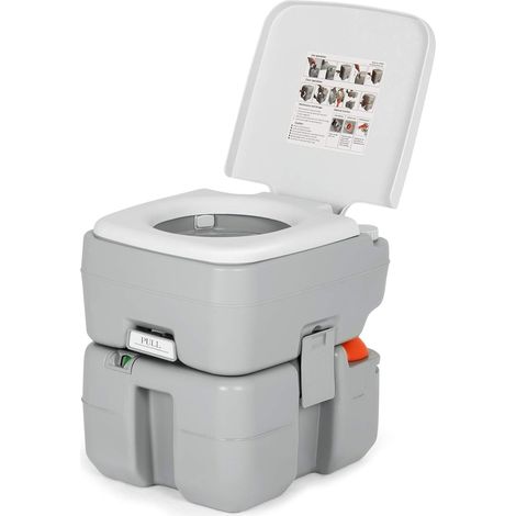 COSTWAY 20+10L Campingtoilette mit abnehmbarem Abwassertank, Campingklo tragbar, Reisetoilette, Mobile Toilette für Reise, Camping und Wohnmobil