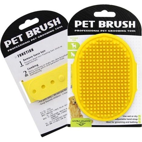 Weiche Gummi-Badebürste für Haustiere, Massagehandschuhe, Hunde- und Katzenpflegebuch (gelb) (1/4)