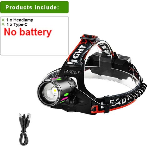 Lampe frontale LED rechargeable (A - Sans pile) 1 000 000 lm - Lampe frontale LED longue portée ultra-puissante - Idéale pour la pêche et le camping en extérieur (1/5)