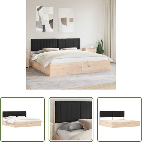 vidaXL Lit sans sommier -  Cadre de lit avec tête de lit rembourrée Noir 200 x 200 cm (1/5)