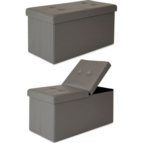 dibea Aufbewahrungsbank, großer Sitzhocker mit Klappdeckel aus Kunstleder, stabil & pflegeleicht, bis 300 kg belastbar, 76x38x38 cm, grau (1/5)