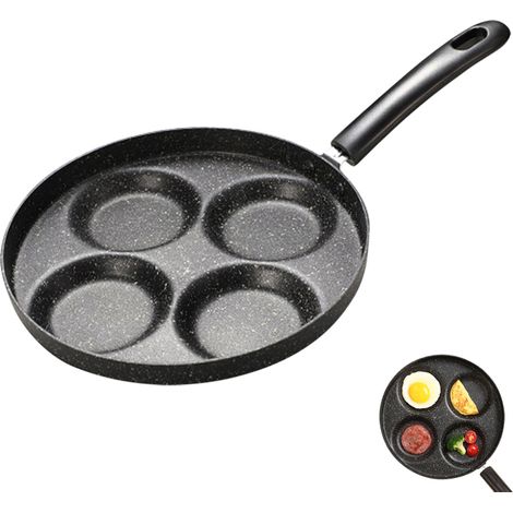 Sartén antiadherente para huevos (4 tazas), sartén para tortillas (4 tazas), sartén redonda para panqueques y hamburguesas, sartén de aleación de aluminio para huevos, utensilios de cocina para estufa (1/5)