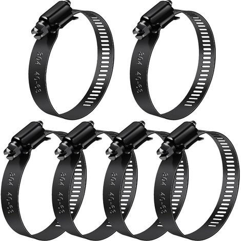 Collier de serrage inox diam.ext. 40-63 mm pour tuyaux 6 pcs noir (1/5)