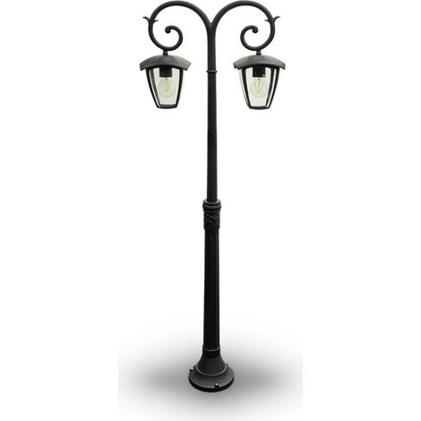 Farola LED V-TAC con portalámparas E27 (máx. 2 x 60 W), color negro, altura: 141 cm, IP44