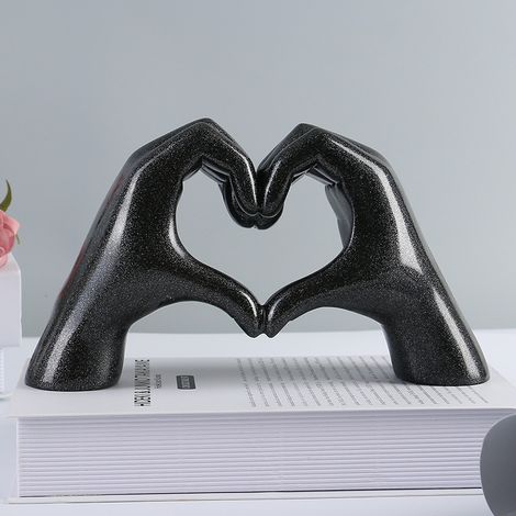 Statue de couple « Doigts amoureux » (noire), figurine de couple, statue d'amour, sculpture artistique de couple en résine (1/5)
