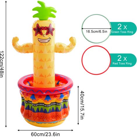 Jeu de lancer d'anneaux avec seau à glace gonflable en forme d'ananas, bar de piscine gonflable, seau à glace pour fête au bord de la piscine. (1/5)