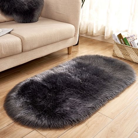 Tapis de chambre ultra doux et duveteux, tapis de chambre d'enfant, tapis moderne en fausse fourrure (1/5)