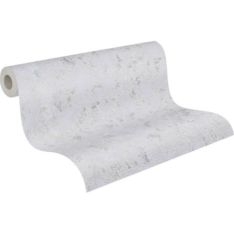 Papier peint intissé gris argent Tapisserie aspect béton ciment Papier peint style industriel idéal pour bureau et couloir (1/5)