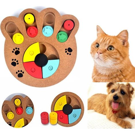 Jouet Educatif pour Chien - Jouet Chien Intelligent en Bois - Fun Cacher et Chercher des Aliments Traités Pet Paw Toy Puzzle pour Chien Chat- (1/5)