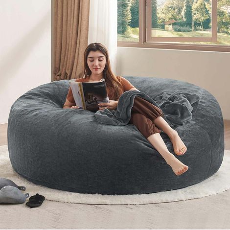 Poltrona pouf 6FT, grande, grigio scuro, per adulti HAVRYA (1/4)