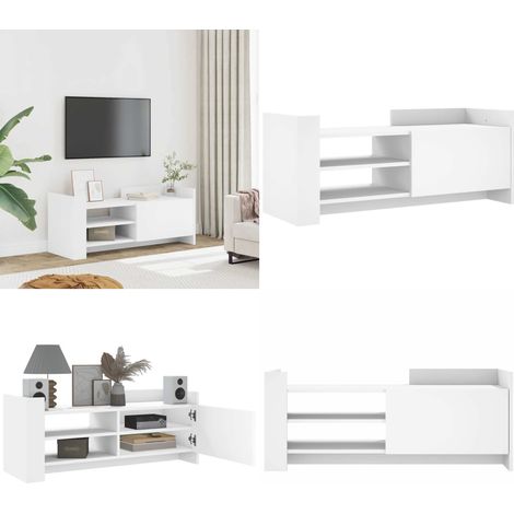TV-Schrank Weiß 100x35x40 cm Holzwerkstoff - TV Schrank - Holzwerkstoff Möbel - Weißer TV Stand - Wohnzimmer Dekoration - Aufbewahrungsschrank - Home & Living