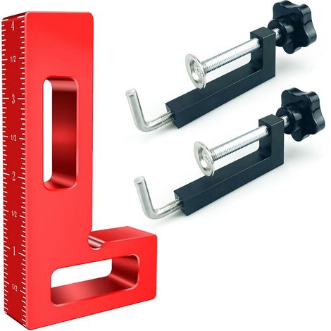 Serre-joint d‘Angle en Aluminium – Pour Cadres, Armoires, Tiroirs et Assemblage Menuiserie (Lot de 1+2 pièces, Noir) (1/5)
