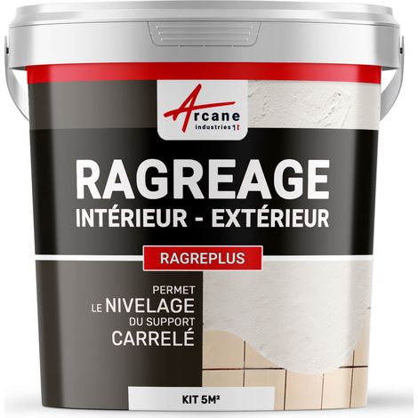 Arcane Industries – Ragréage carrelage pour murs et sols – Nivelle et masque les joints – Mortier spatulable pour béton ciré – 5 m²