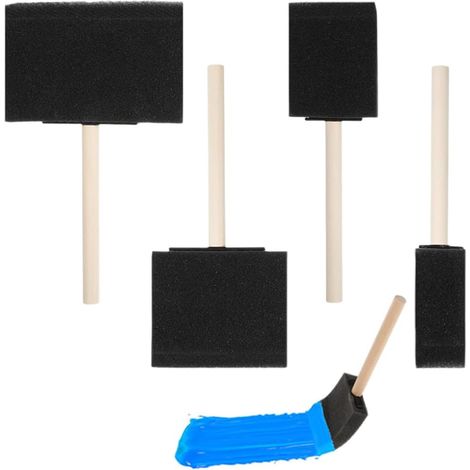 4 pinceaux éponge mousse manche bois, tampons applicateurs peinture, accessoires bricolage divers