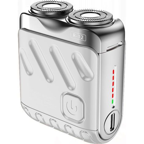 Rasoio mini tascabile, rasoio Cool Shaver per uomo, 7 rasature a secco e bagnato, rasoio senza filo - (bianco, taglia unica) (1/4)