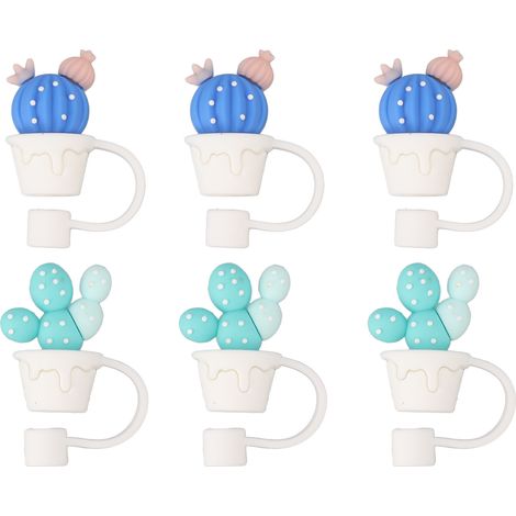 6 Pièces Bouchons de Paille Amusants en Silicone Réutilisables, Couvercles et Embouts Boisson Type A (1/5)