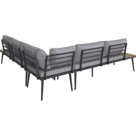 Mömax Loungegarnitur-Set Lorena Grau Akazie Metall/Outdoorstoff (1/5)