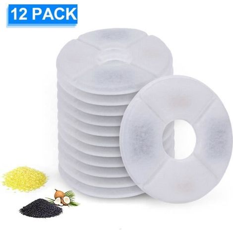 Filtre à Eau - Fontaine à Chat - Lot de 12 - Diamètre 12CM - Charbon Actif - Coton PP Épais (1/4)
