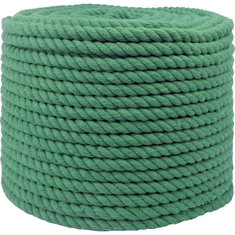 Corde en coton 10 mm 50 m Vert 100% Coton vidaXL