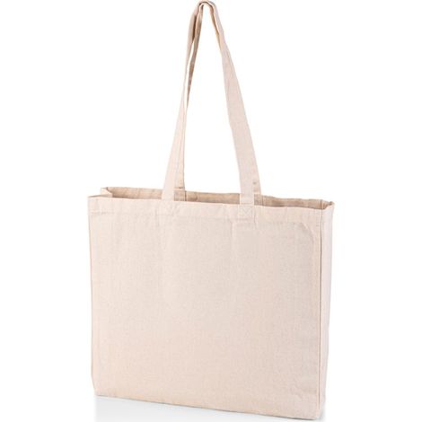Borsa shopper ecologica in cotone, orizzontale, 220 g, fondo e lati ecru (1/3)