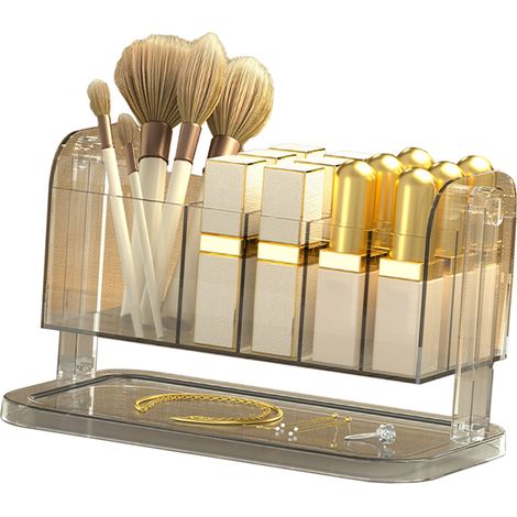 Boîte de rangement pour rouges à lèvres rotative, transparente et amovible, porte-pinceaux de maquillage, organisateur d'outils de beauté, présentoir à cosmétiques transparent (1/5)