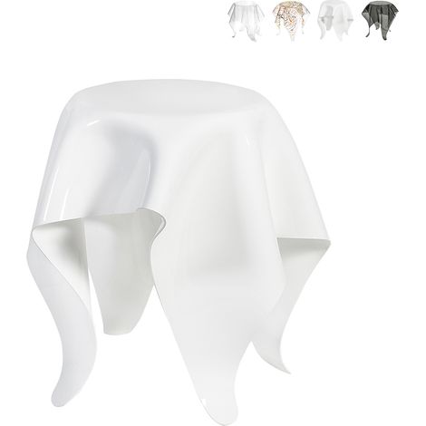 Tavolino alto rotondo di design in plexiglass trasparente Drappeggi - Bianco