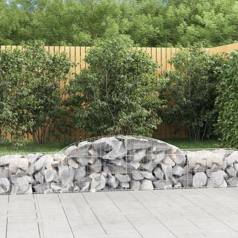 Paniers à gabions arqués 5 pcs  Mur en gabion Clôture de gabion 300x50x40/60 cm fer galvanisé 25412