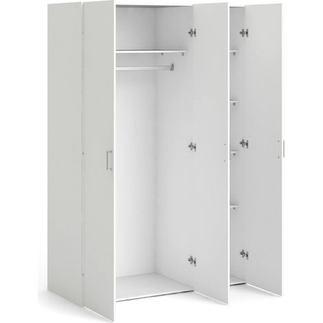 Dmora – Armoire trois portes battantes 115x175x49 cm – Quatre étagères internes – Tringle à vêtements – Panneaux mélaminés résistants