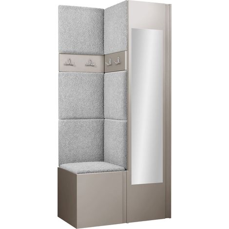 Conjunto para recibidor Pinis XXV, Abriamo 6, 186x82x46cm, Espejo, Aglomerado laminado, Tapiz, Colocada, Montada en la pared