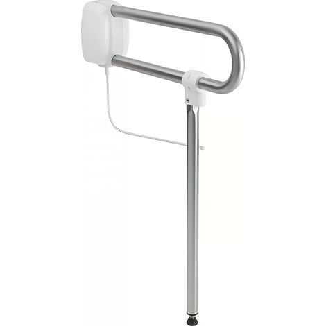 Barre PMR relevable normes handicapé Gamme PRO PELLET Arsis longueur 60cm avec béquille de soutien blanc flasque blanc