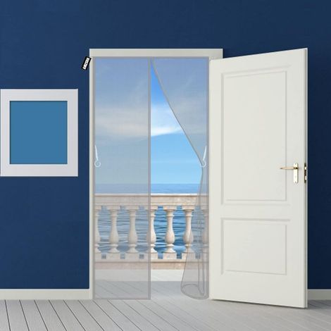 Magnetisches Moskitonetz für Türen und Fenster, 120 x 200 cm, automatisch schließend, faltbar, Insekten- und Fliegenschutz für Türen, Fenster, Balkone und Wohnzimmer – Grau (1/4)