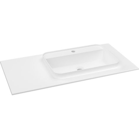 Lavabo BRAHEA 101x51,5cm (20+80cm), Rockstone, droite, blanc mat