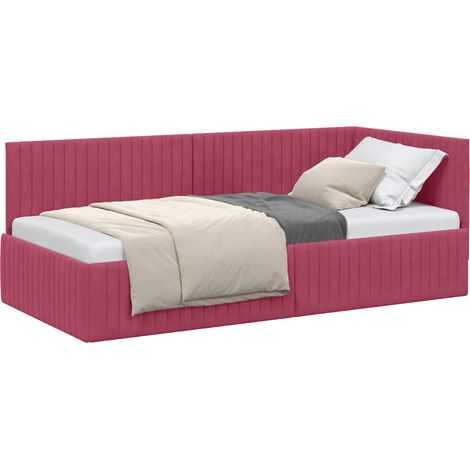 Maison Exclusive - Cornice del letto ad angolo Rosso Vino 90 cm x 190 cm Velluto