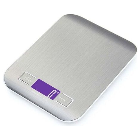 Elektronische Küchenwaage 5 kg/1 g. Digitale Edelstahlwaage mit LCD-Display und Tara-Funktion. Waage mit 4 Maßeinheiten. Zum Wiegen von Lebensmitteln beim Kochen und Backen.