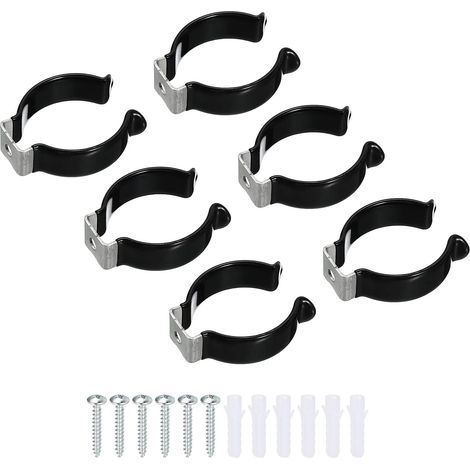 T12 U Clips Console Bracket for LED Light Bulb Mounting Console Bracket Stainless Steel Fluorescent Tube Bracket Screw Pipe Clamps, Black Pack of 6 (1/5)
