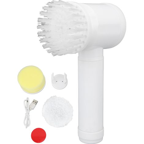 Lot 5 en 1 Brosse Rotative Électrique avec 3 Têtes de Rechange Rechargeable USB 1000mAh Nettoyeur de Salle de Bain (1/5)