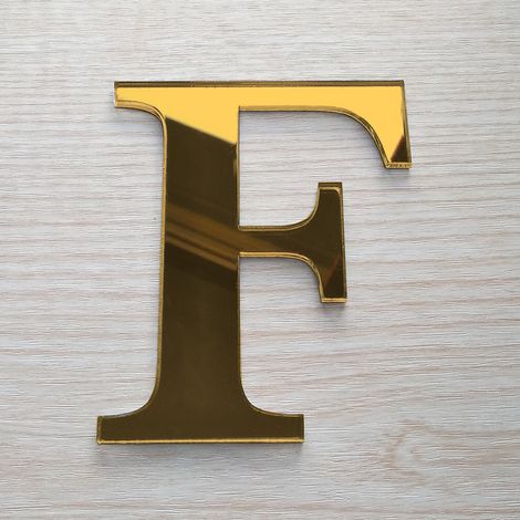 Lettre Miroir Or Décorative Plexiglass.- F - 10 cm (1/5)