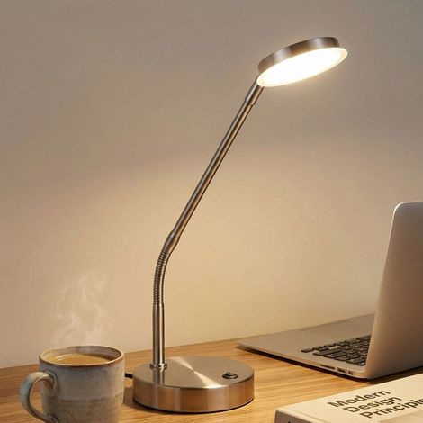 Lampe de table, lampe d'appoint, lampe de table, nickel mat, variateur tactile LED, H 53,5 cm (1/5)