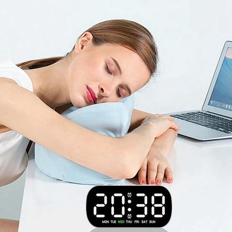 1 Stück. Farbe: Weiß. Material: Kunststoff. Elektronische Uhr – tragbarer LED-Wecker, multifunktional. (1/5)