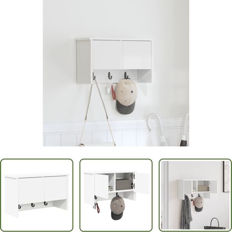 Bois d'ingénierie - Porte-manteau mural Blanc 50 x 20 x 30 cm Bois d'ingénierie (1/5)