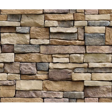 Papier peint - Stickers muraux - Pierres artificielles avec motif roche - Panneaux muraux 3D - PVC - Autocollant - 45100cm - Décoration murale (1/5)