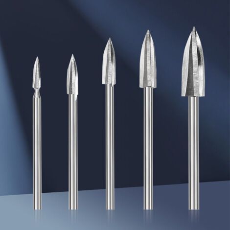 FENOPLASTICAJeu de Mèches de Sculpture sur Bois pour Dremel, 5 Pièces Mèches de Sculpture sur Bois avec tige de 1/8\ (1/4)