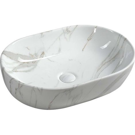Sapho Dalma - Lavabo sobre encimera, 59x42 cm, sin orificio para grifo, carrara MM417 (1/5)