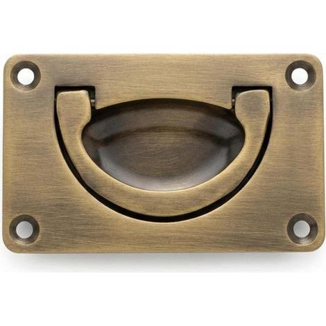 Recessed hinged handles, suitable for furniture drawers, in concealed brass with hinged ring and bronze finish. (1/5)