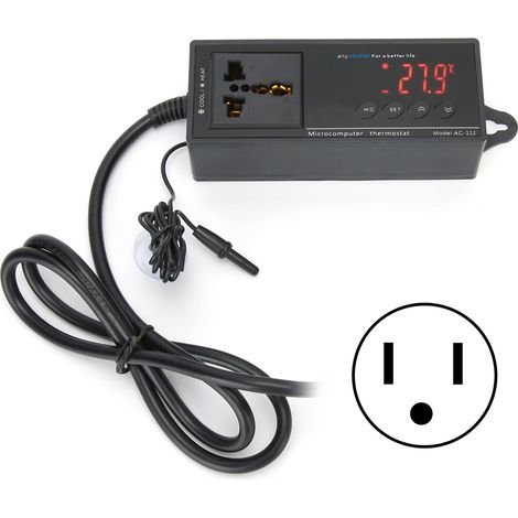 Thermostat numérique de température pour incubateur reptile, serre, aquarium – Prise US 110V (1/5)