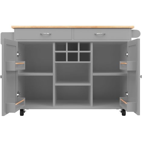 ELVMI Carrello da Cucina con Ripiani Regolabili e Portabottiglie, con Ruote, MDF e Metallo, 102 x 45 x 92 cm, Grigio (1/5)