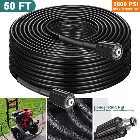Tuyau de nettoyeur haute pression 15 m, raccord laiton M22, compatible Ryobi, Troy Bilt, Greenworks, Generac, CRAFTSMAN (1/5)