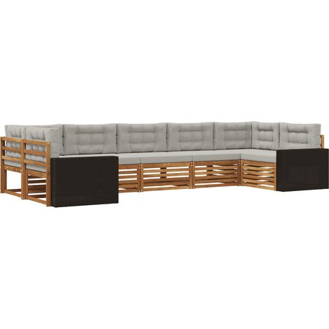 Set di divani da esterno 7 pz Naturale e Grigio Chiaro vidaXL (1/5)
